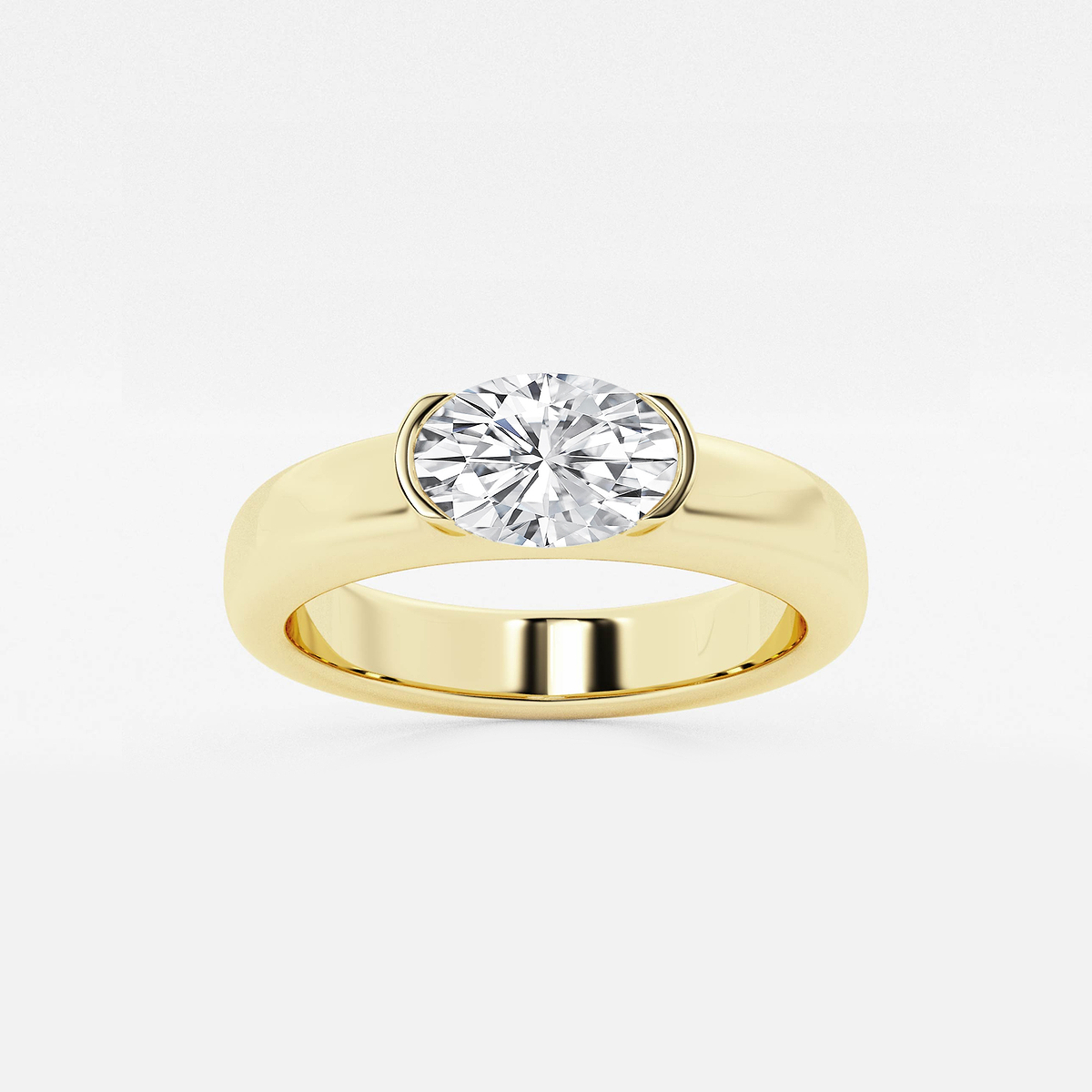 näas 1 ctw Oval Lab Grown Diamond Half Bezel Stackable Ring